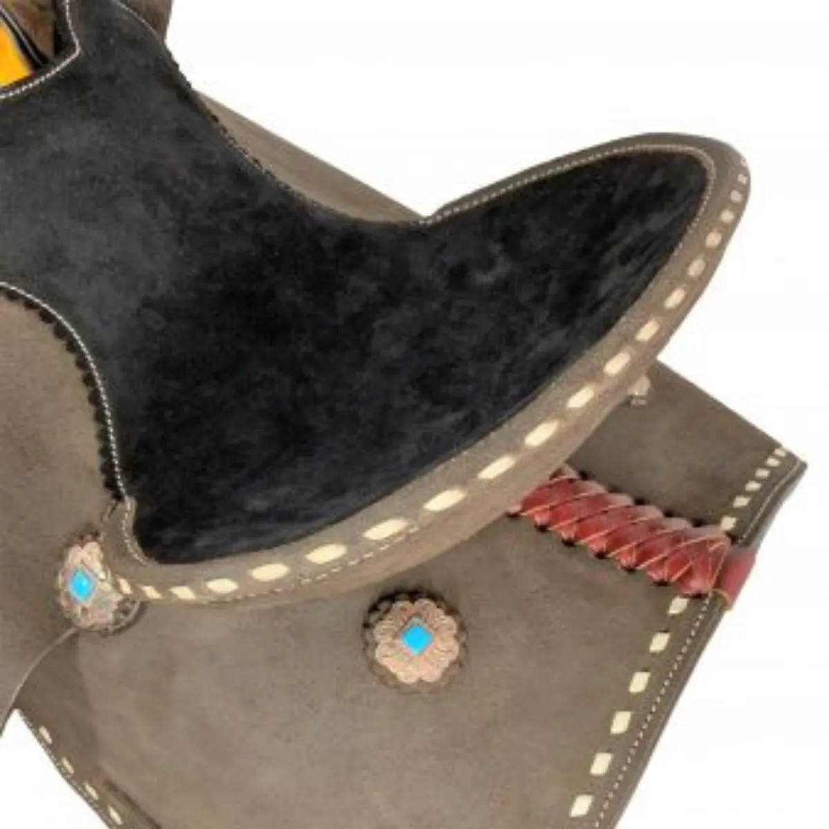 14" Double T  Barrel style saddle with White buckstitch accents.