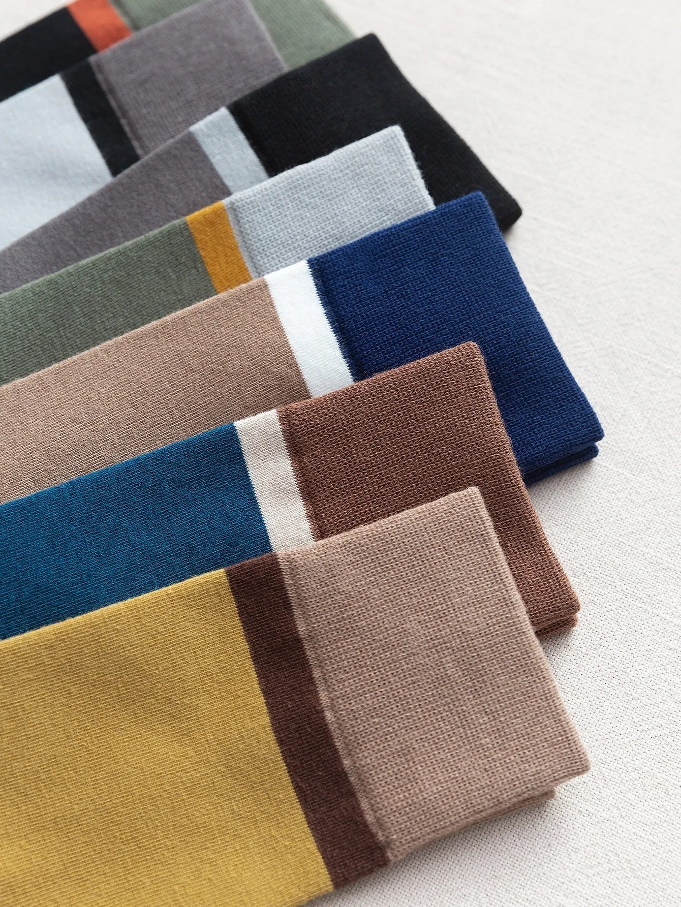 7pairs Men Colorblock Crew Socks