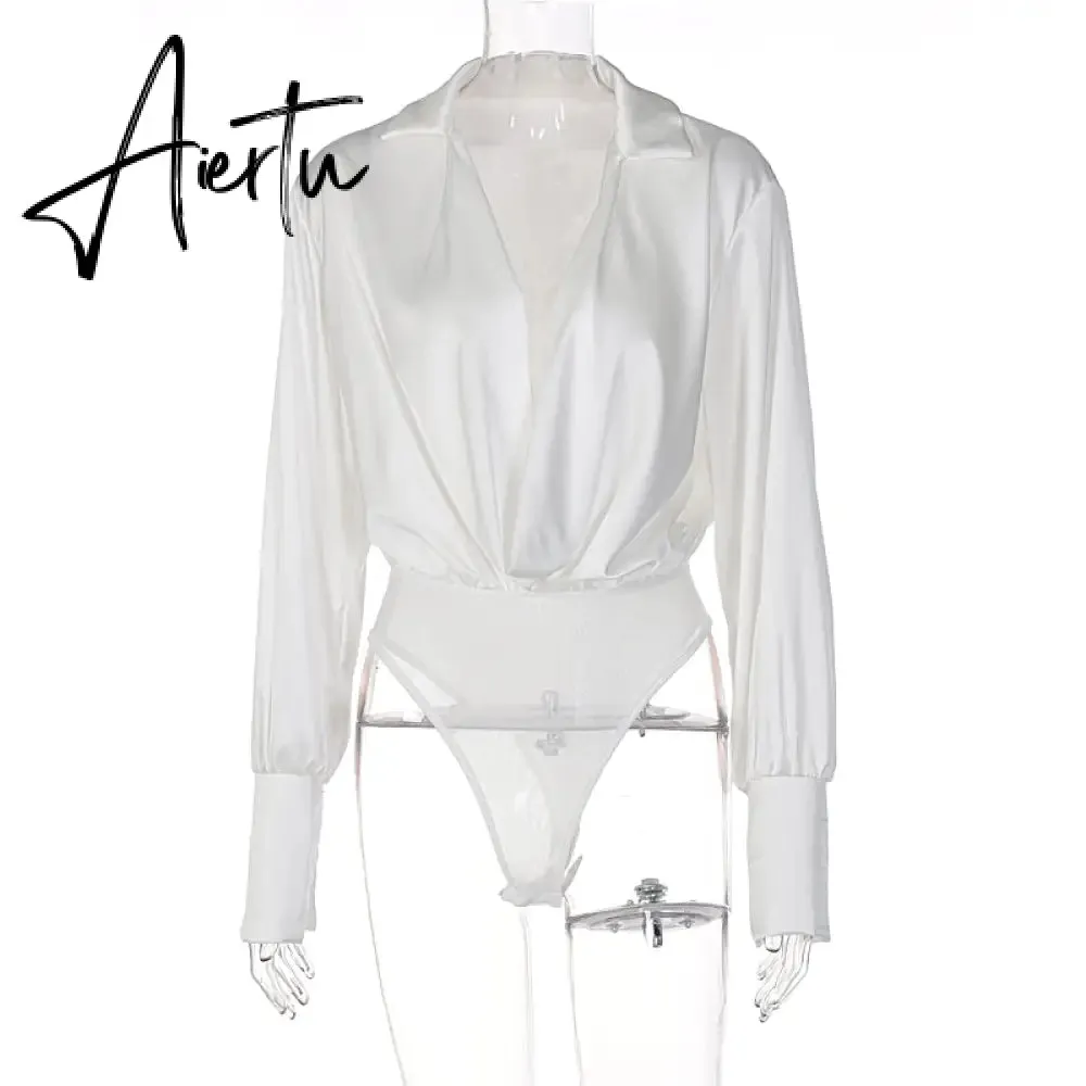 Aiertu Women Fashion Revealing Bodycon Slim Solid Swing Collar Long Sleeves Mini Dress Fall Clothing Sexy Streetwear