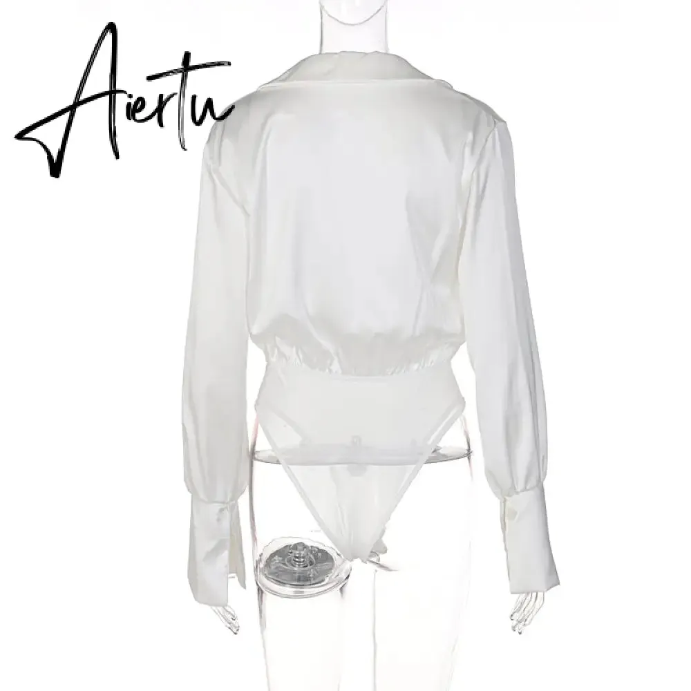 Aiertu Women Fashion Revealing Bodycon Slim Solid Swing Collar Long Sleeves Mini Dress Fall Clothing Sexy Streetwear