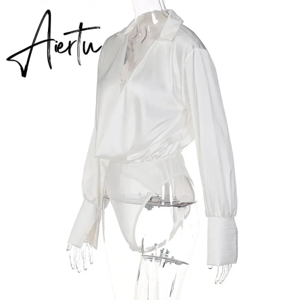 Aiertu Women Fashion Revealing Bodycon Slim Solid Swing Collar Long Sleeves Mini Dress Fall Clothing Sexy Streetwear