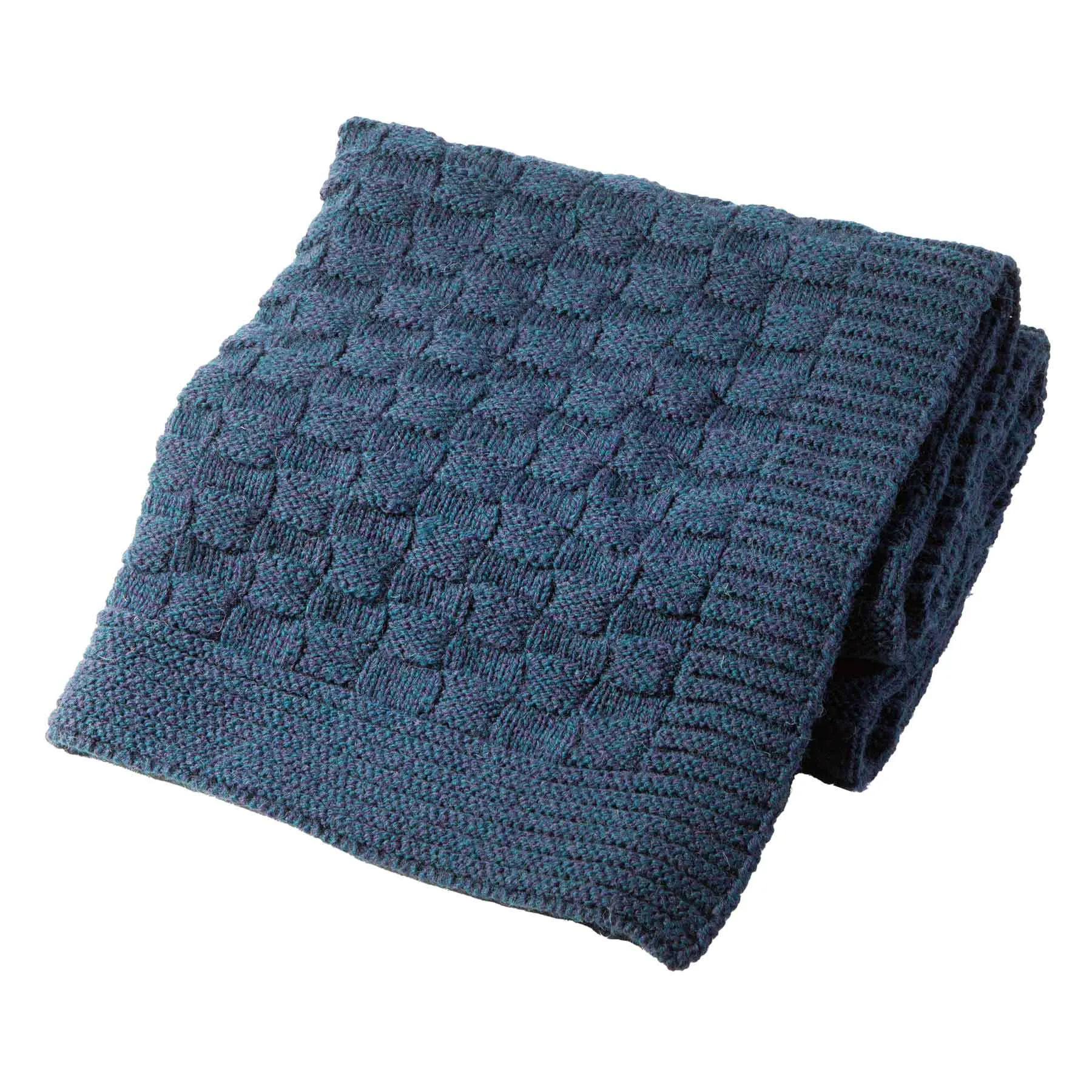 Aran Checkered Throw Blanket- Blue