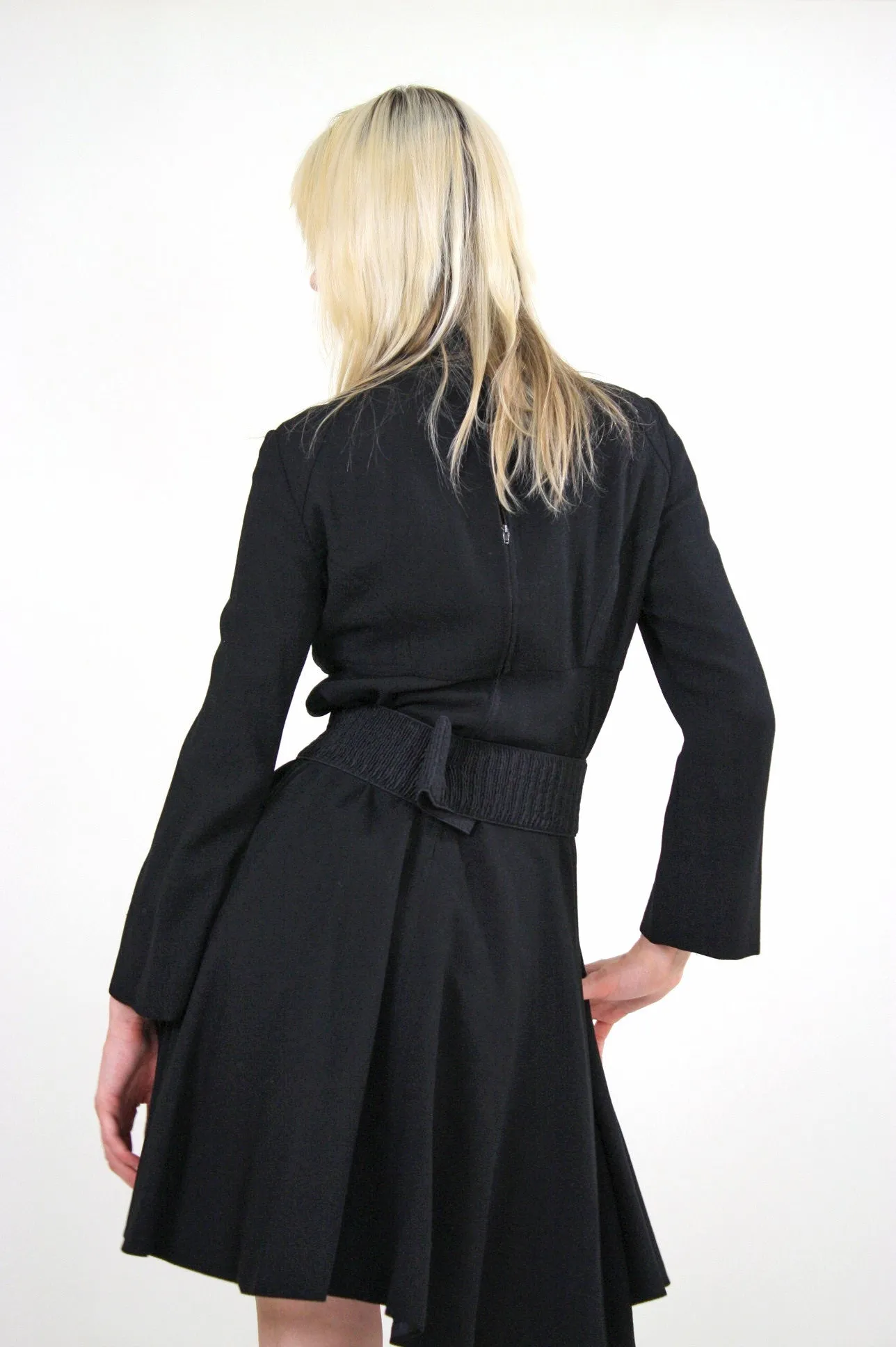 Authentic vintage 70s Boho black bell sleeve mod mini dress