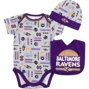 Baby Ravens Fan Onesie, Cap and Bib