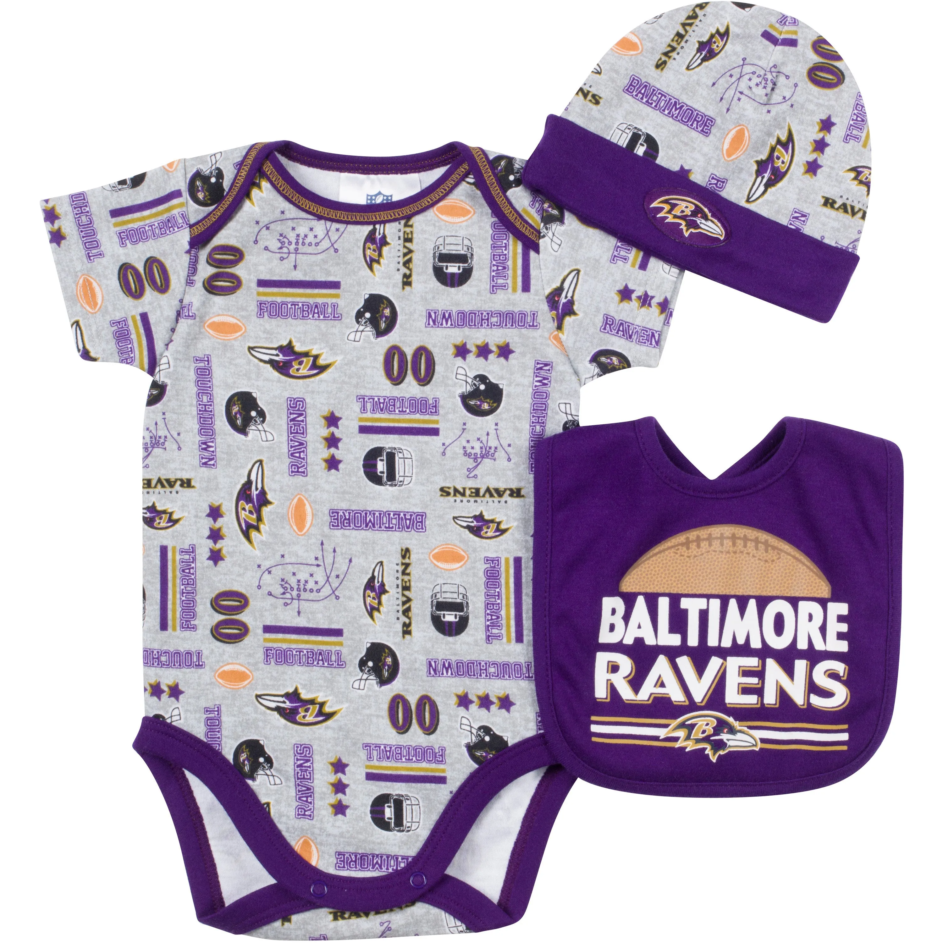 Baby Ravens Fan Onesie, Cap and Bib