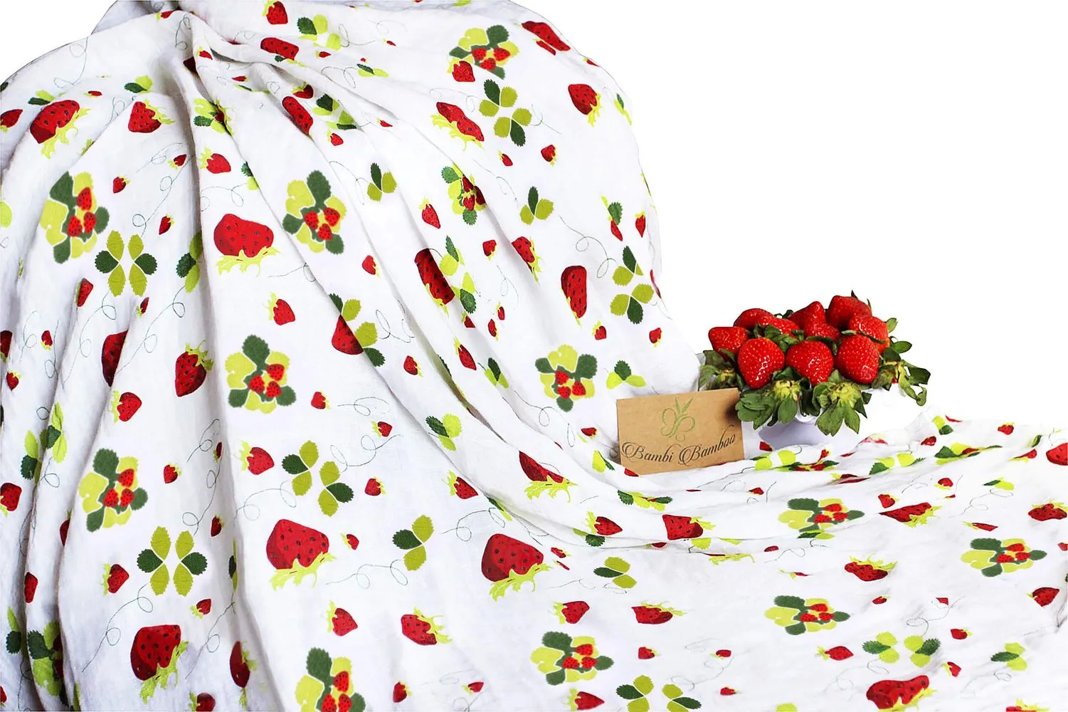 Bambo Muslin Swaddle Blanket Set of 2, Lemon and Strawberry Prints