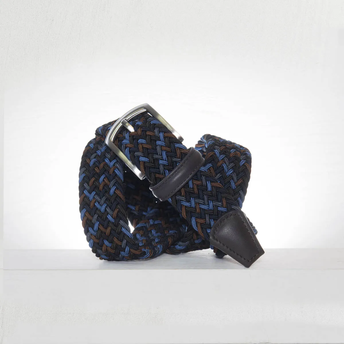 Blue & Brown Belt Woven Elastic Belt - Anderson's