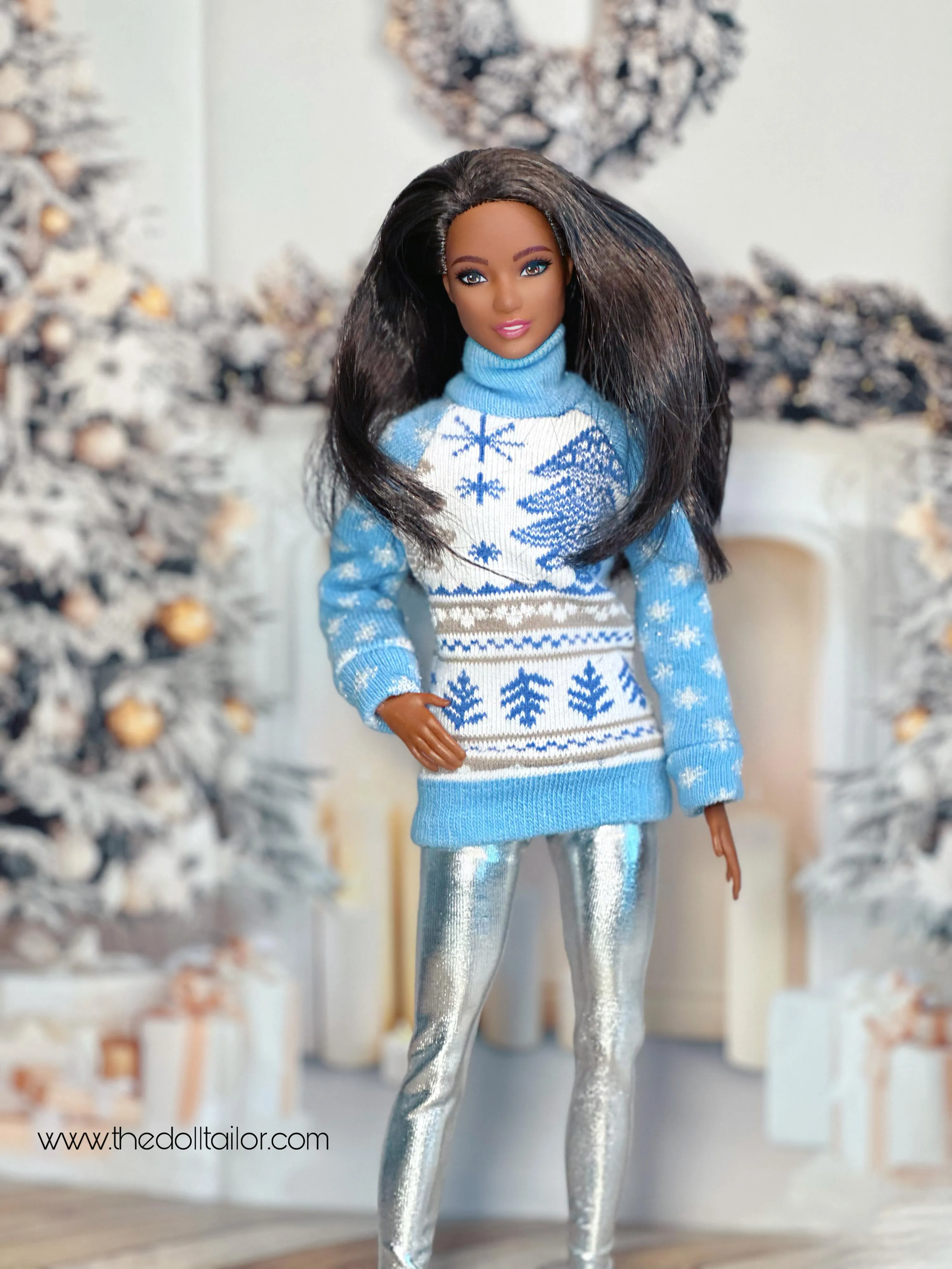 Blue Christmas sweater for barbie