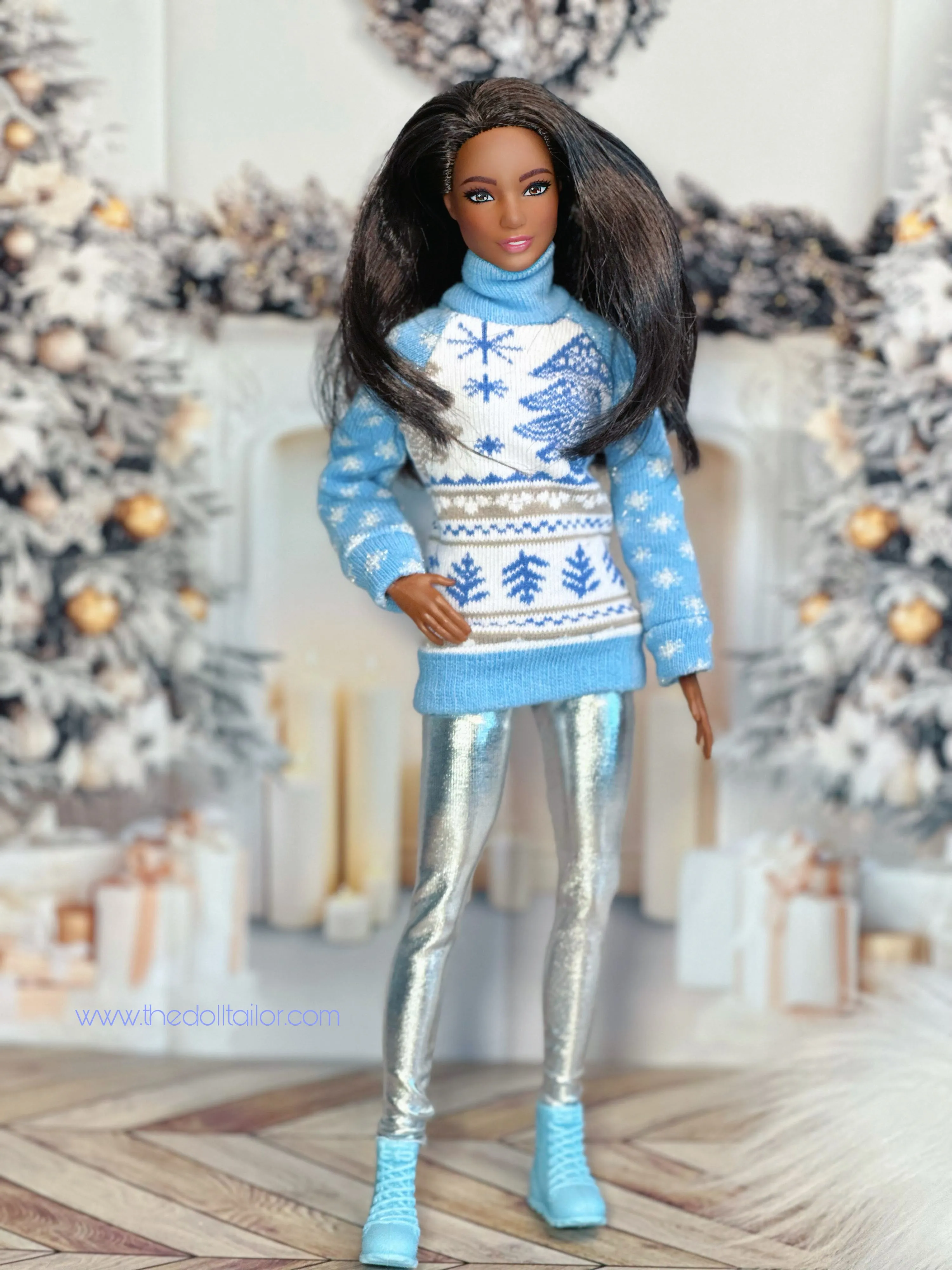 Blue Christmas sweater for barbie