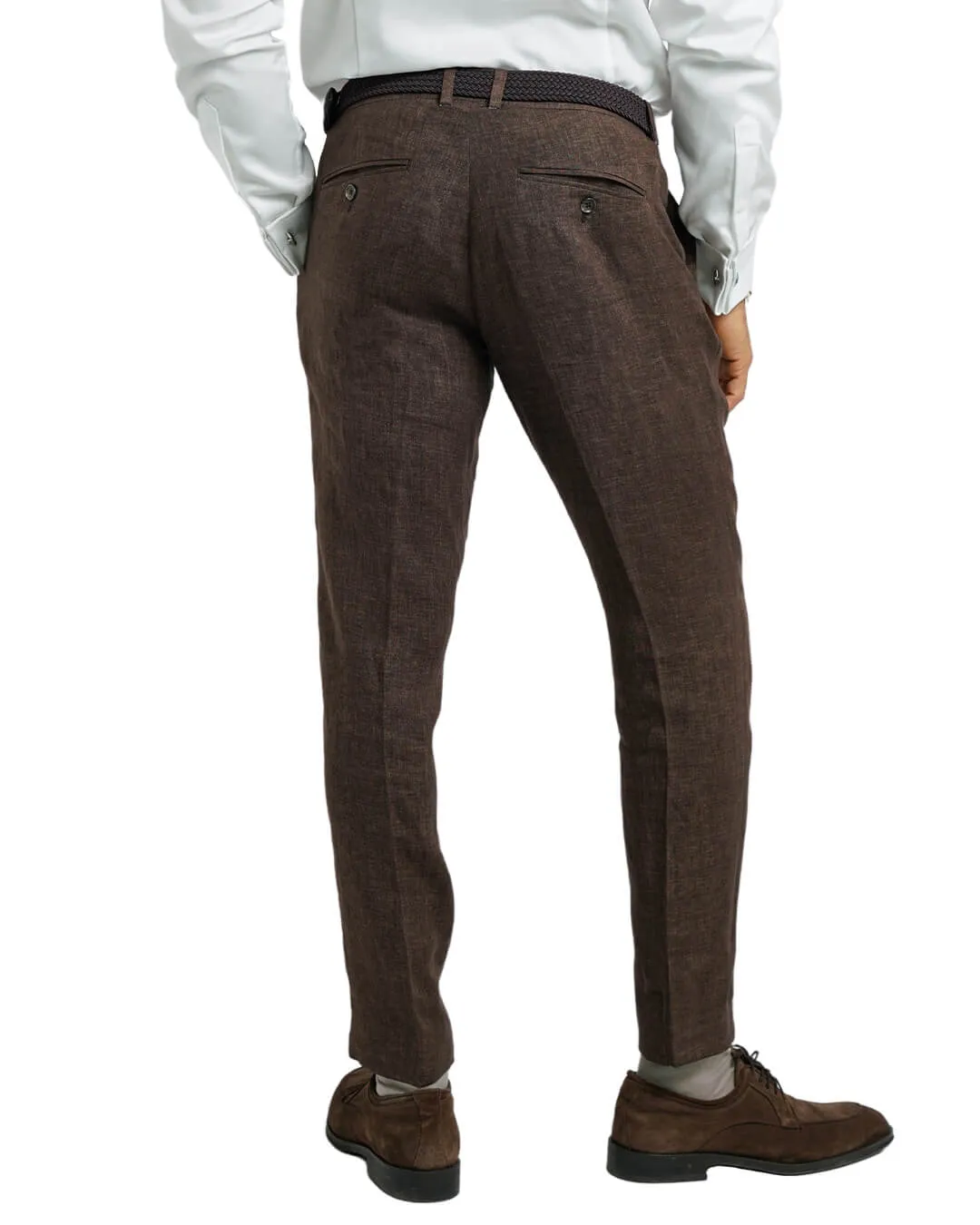 Brown Italian Delave Linen Trousers