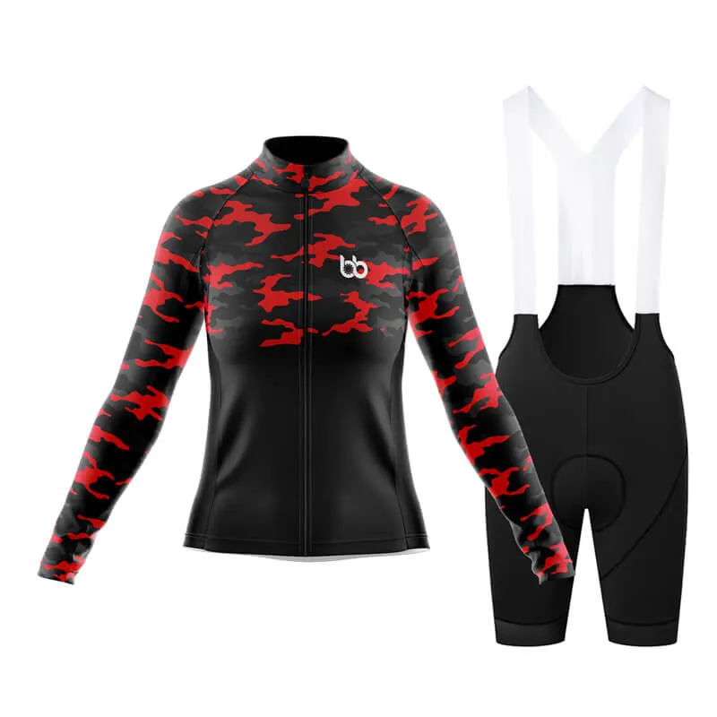 Camouflage Neck Club Cycling Kit (V1) (Red)