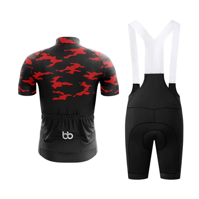Camouflage Neck Club Cycling Kit (V1) (Red)