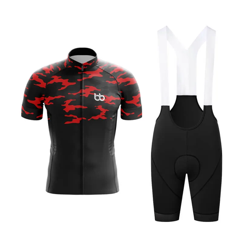 Camouflage Neck Club Cycling Kit (V1) (Red)