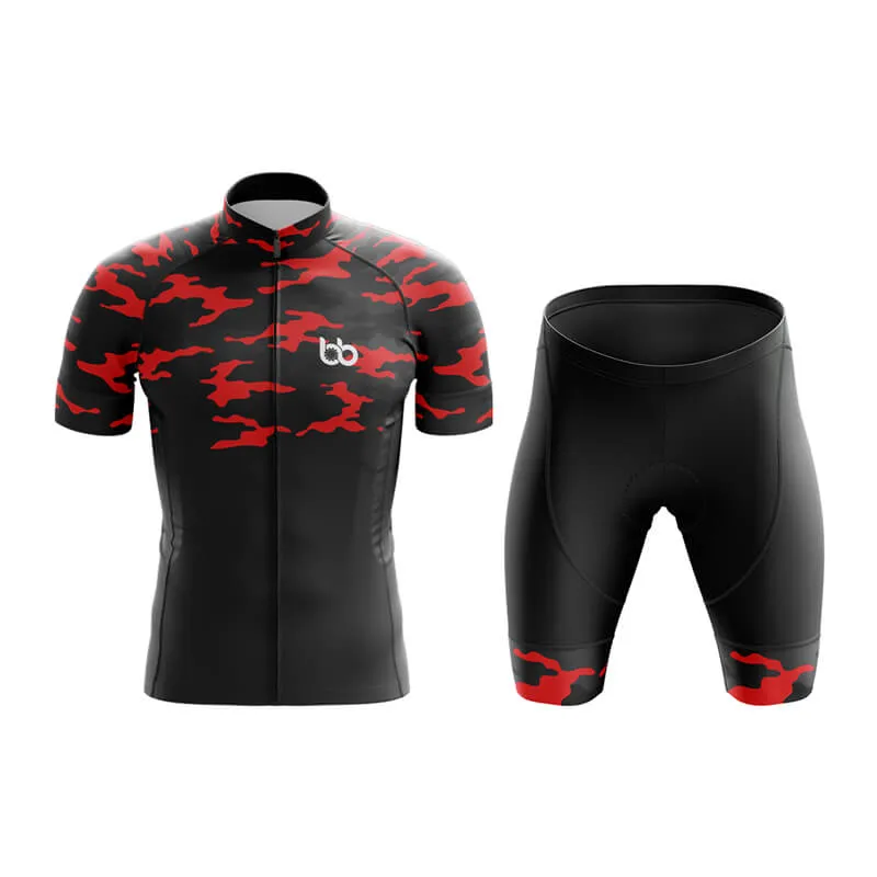Camouflage Neck Club Cycling Kit (V1) (Red)