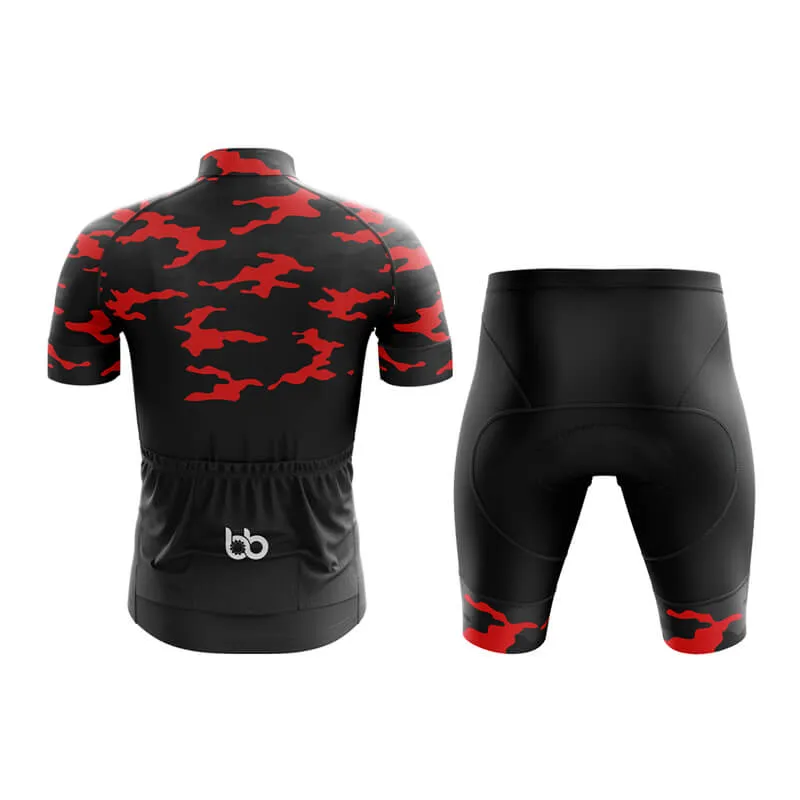 Camouflage Neck Club Cycling Kit (V1) (Red)