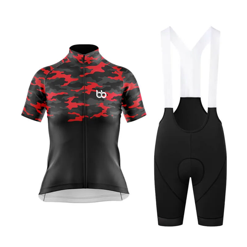 Camouflage Neck Club Cycling Kit (V1) (Red)