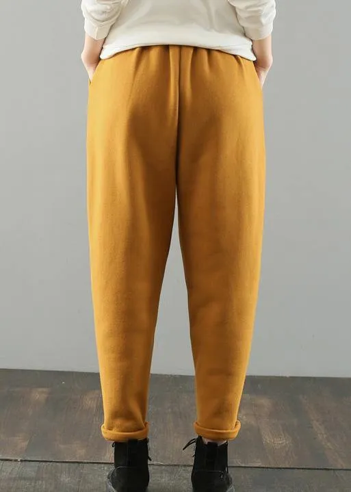 Classy yellow vintage pockets harem pants Gifts wild pants