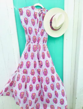 Colorful Maxi Dress / Lavender & Mandarin