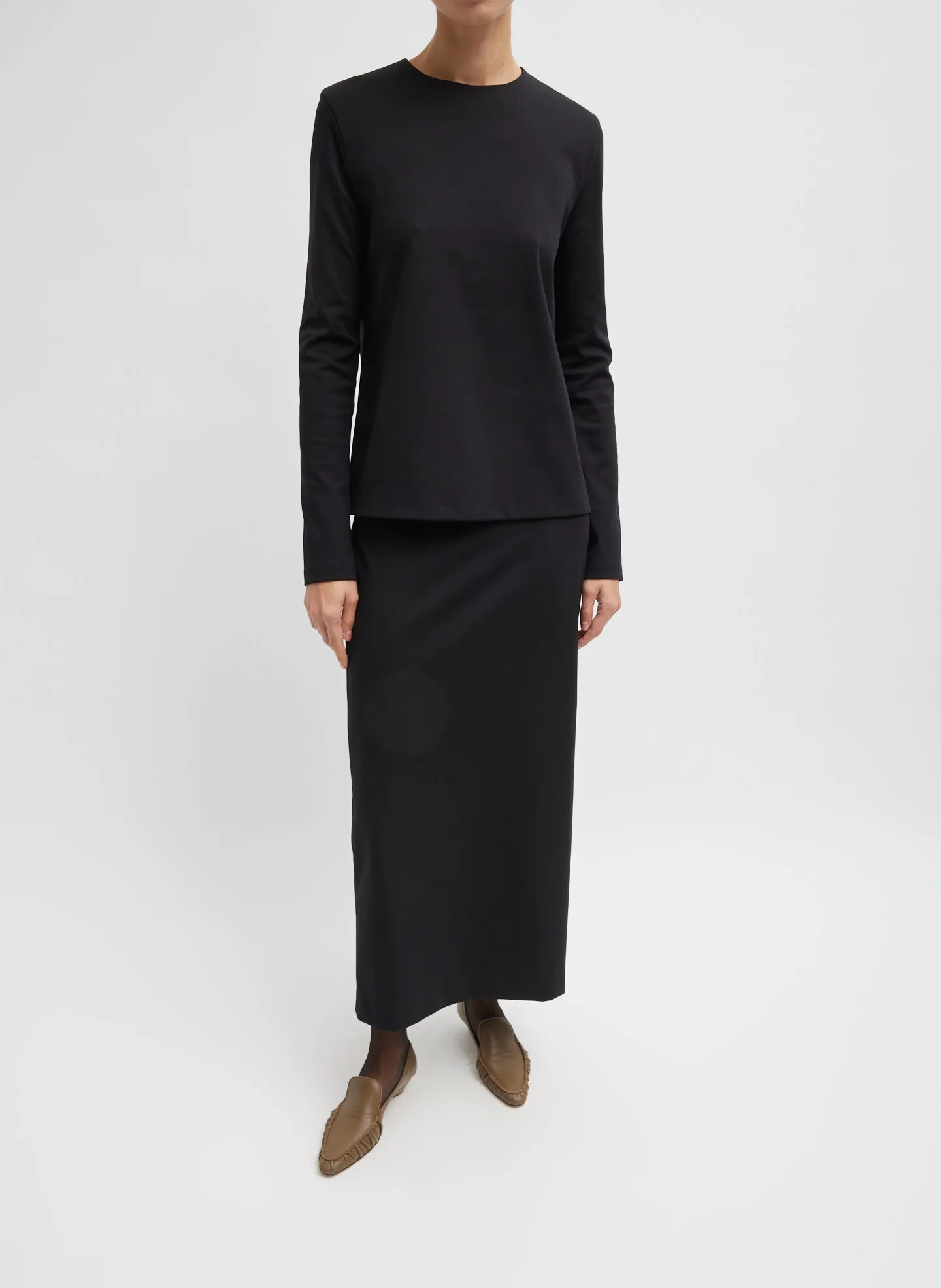 Compact Ultra Stretch Knit Long Sleeve Slim Top