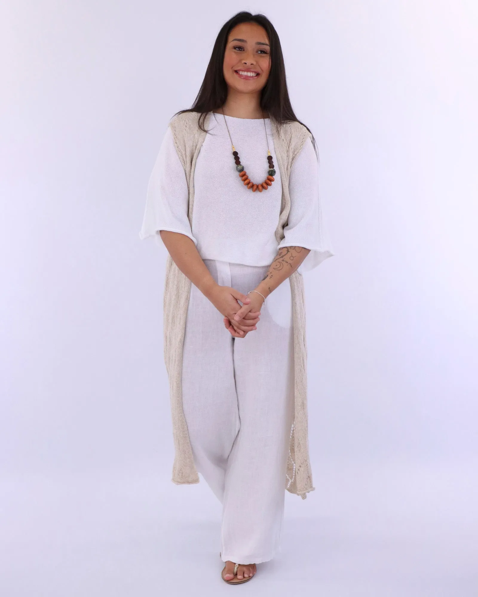 Cotton Blend Long Waistcoat