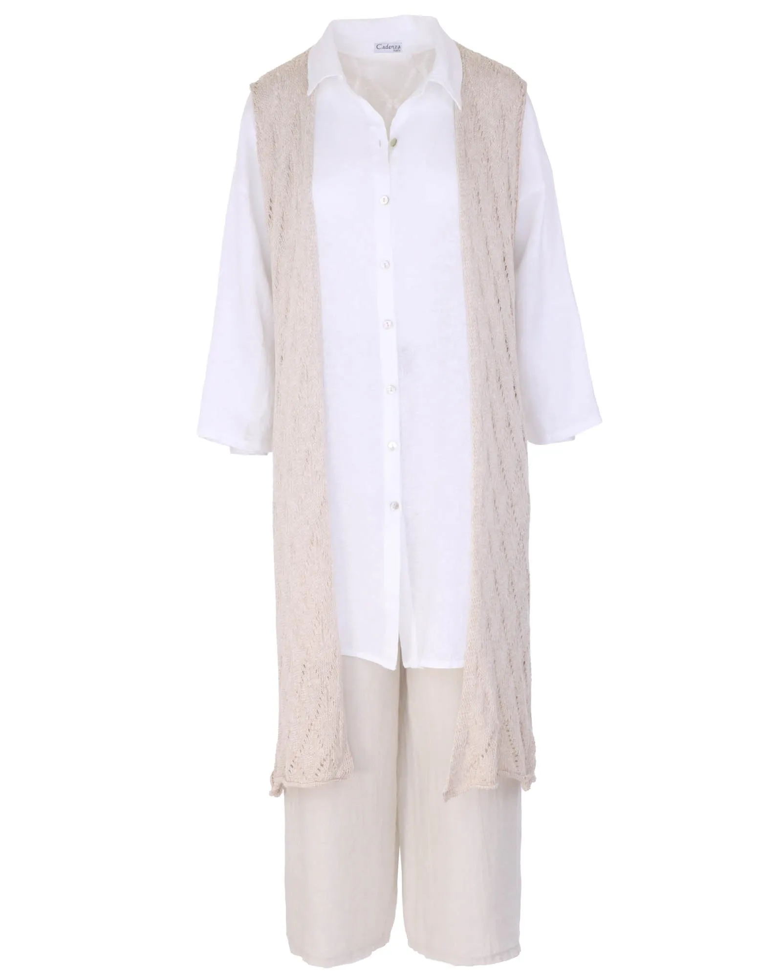 Cotton Blend Long Waistcoat