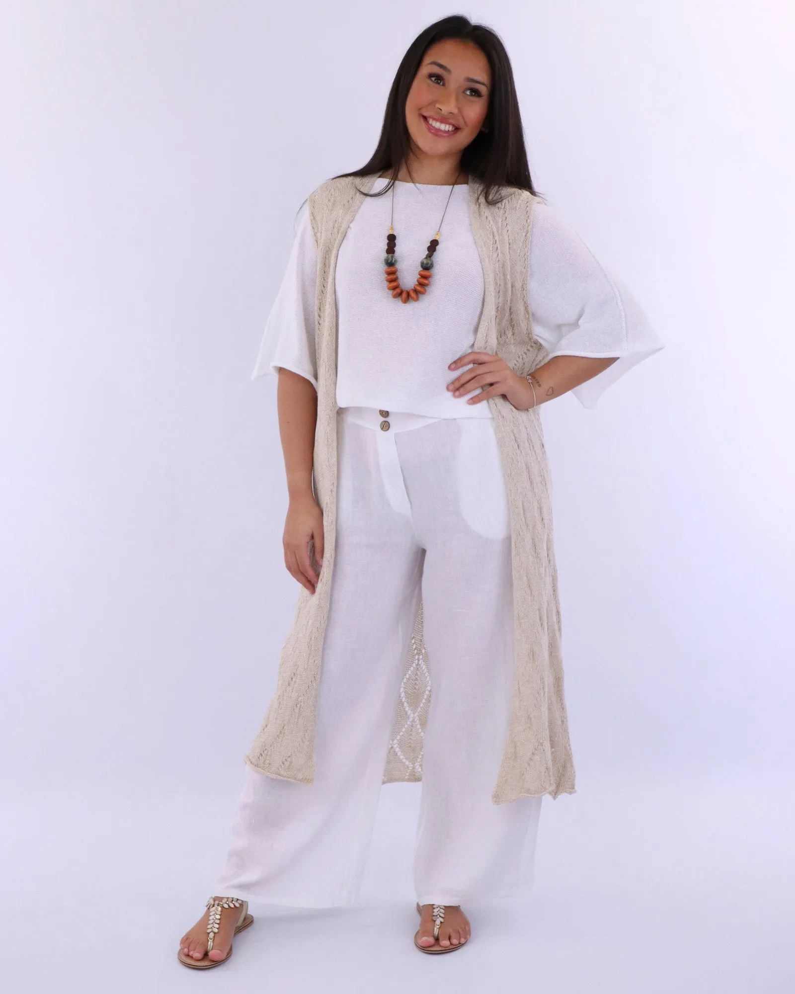 Cotton Blend Long Waistcoat