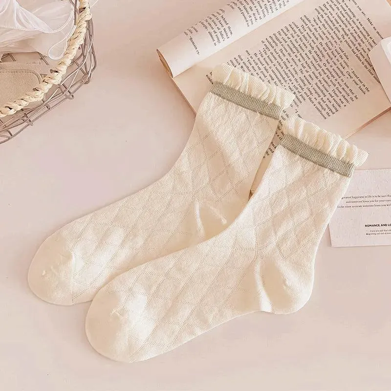Cotton Frily Crew Socks | Mesh Socks with Ruffle | Cute Outfits