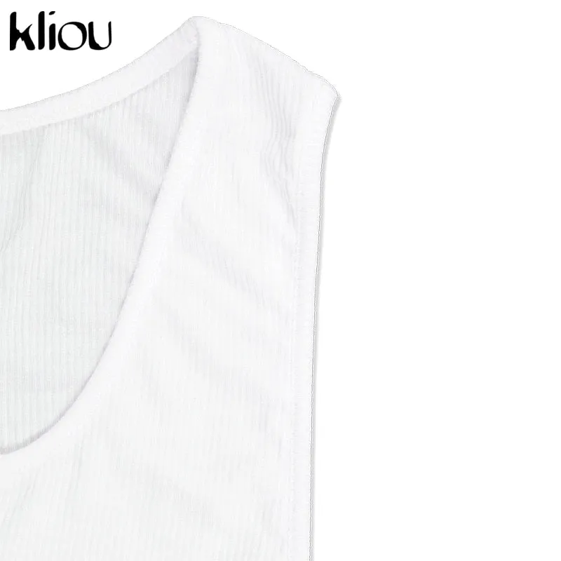 Cotton Mix sleeveless v-neck elastic fitness fashion solid white skinny bodycon mini streetwear Dress