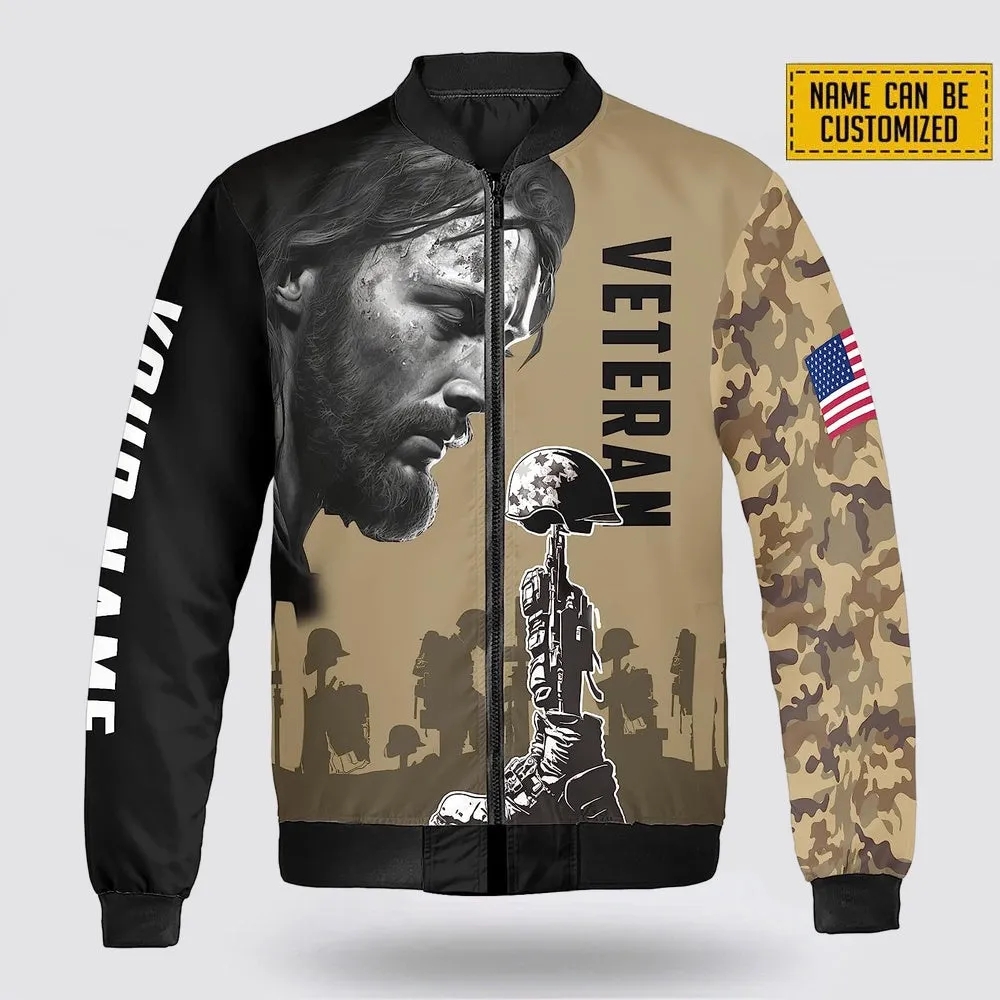 Custom Name Jesus Christ And The American Veteran Bomber Jacket