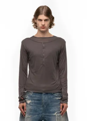 DOUBLE-LAYERED BURGUNDY BUTTON LONGSLEEVE