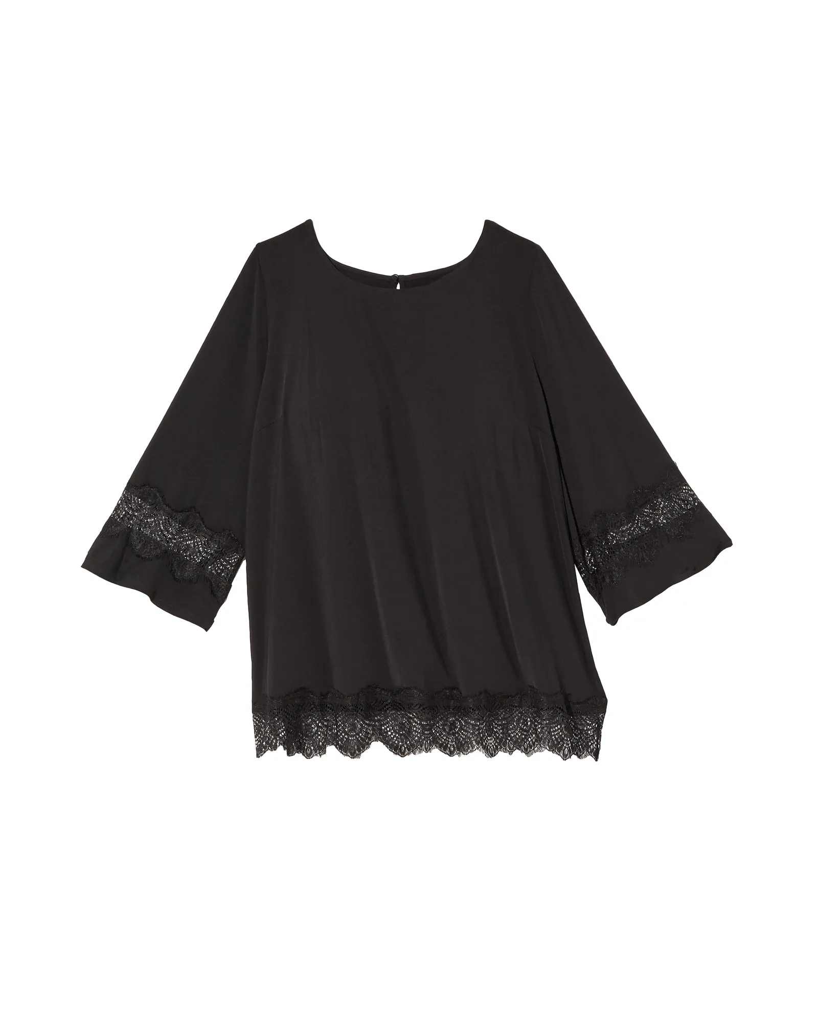 Drew 3/4 Flared Lace Sleeve Top | Black