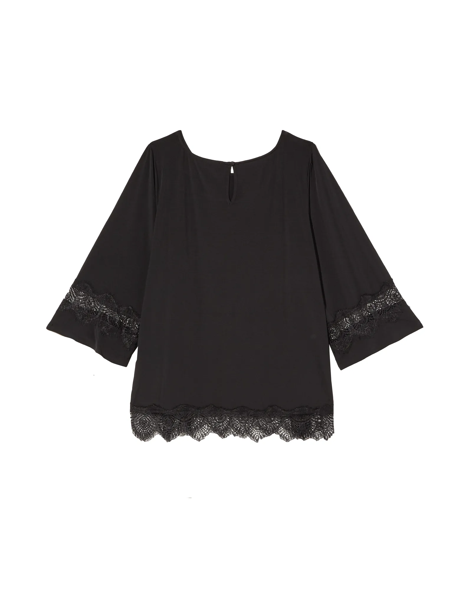 Drew 3/4 Flared Lace Sleeve Top | Black