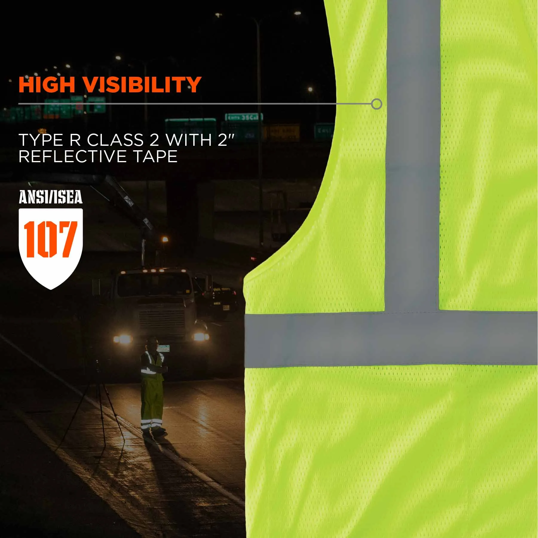 Ergodyne 24525 8210HL-S XL Lime Class 2 Economy Mesh Vest - Single Size