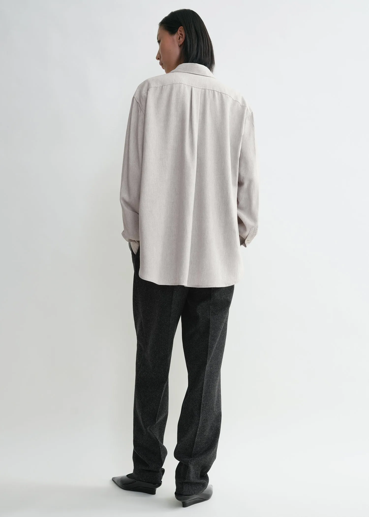 Fluid viscose-blend shirt pale grey mélange