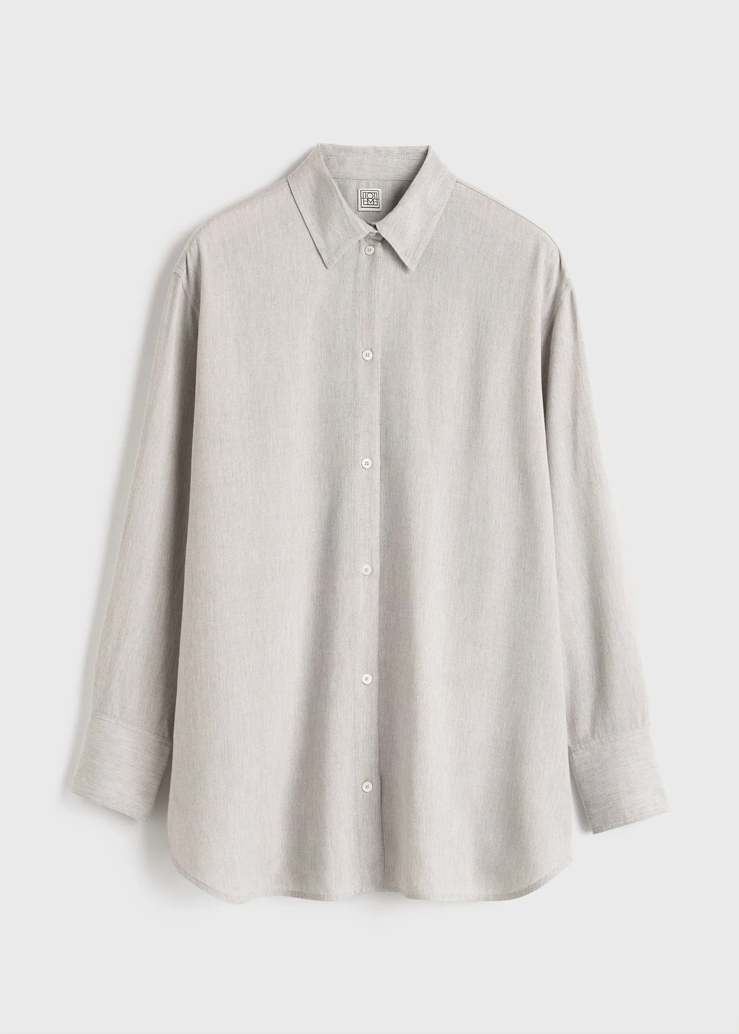 Fluid viscose-blend shirt pale grey mélange