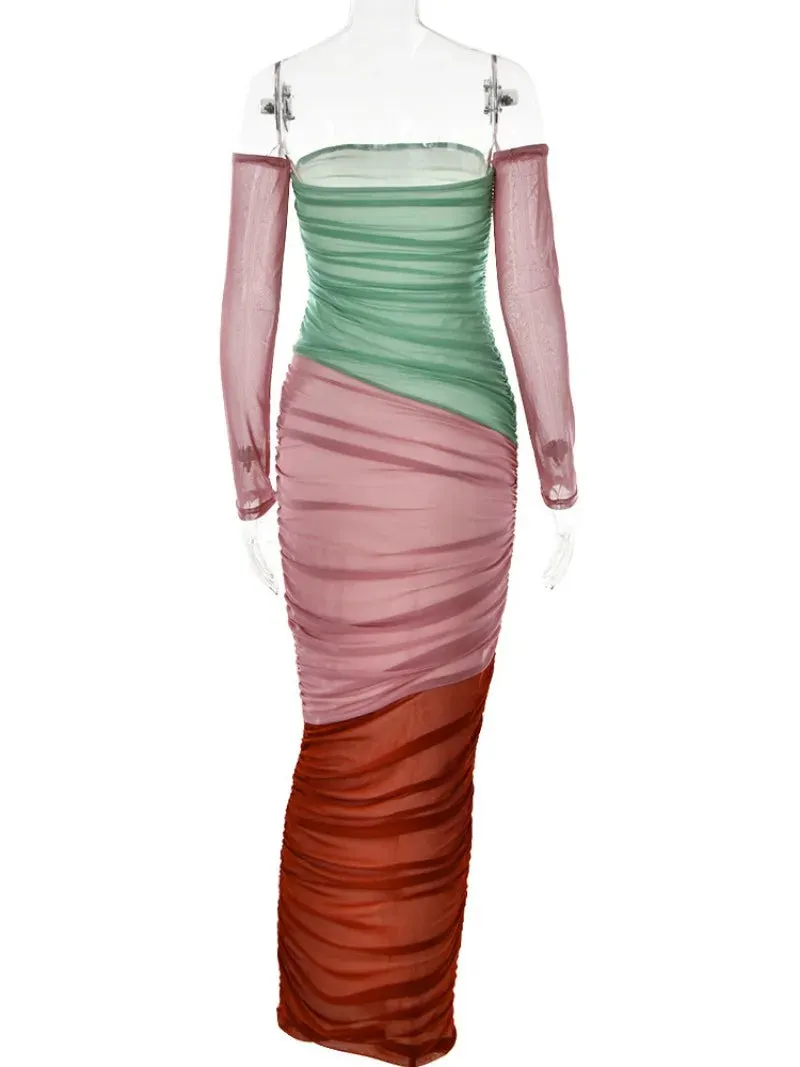 Girlary 2024 Autumn Fashion Sleeveless Bodycon Print Evening Dresses Women Elegant Strapless High Waist Backless Long Party Prom Dress