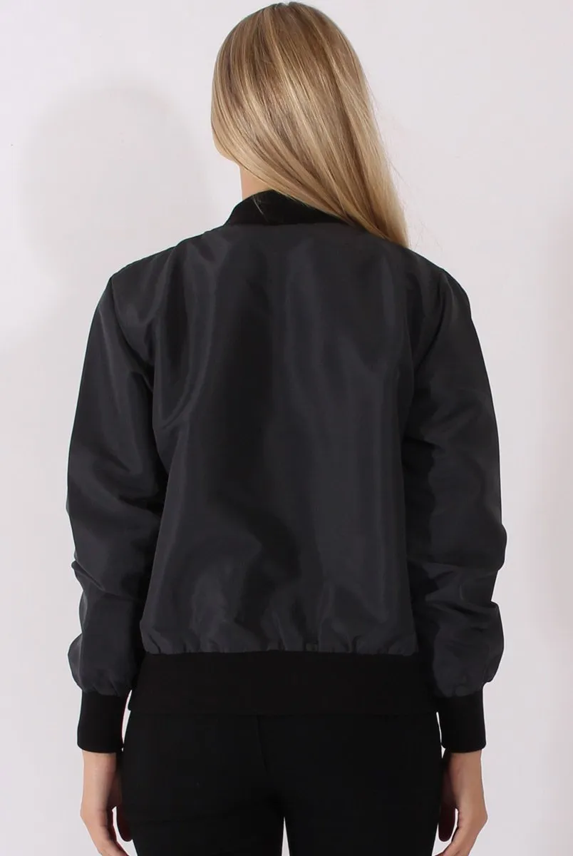 Grey Bomber Jacket - Maisie