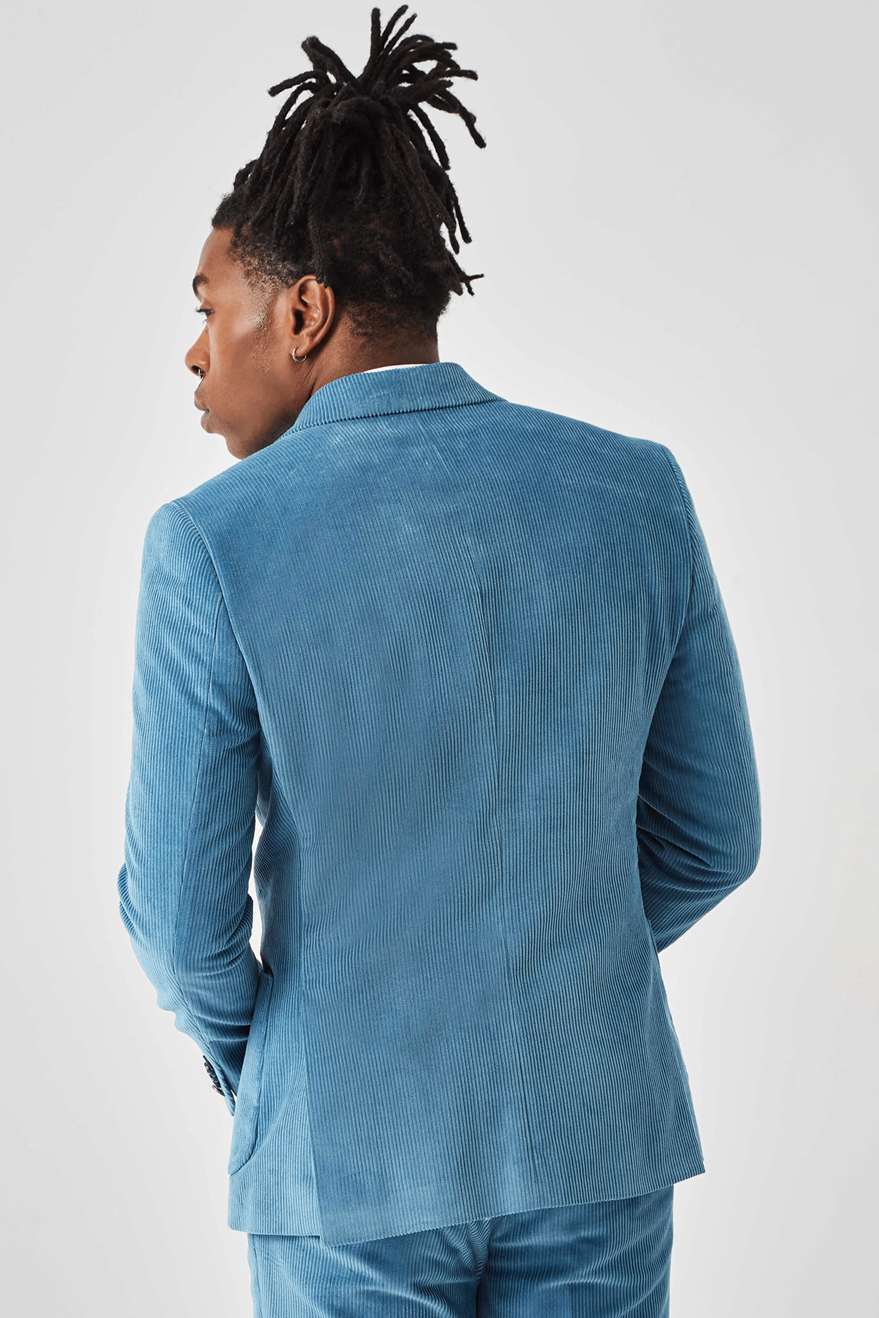 Harlesden Slim Fit Blue Corduroy Double Breasted Suit - ARCHIVE