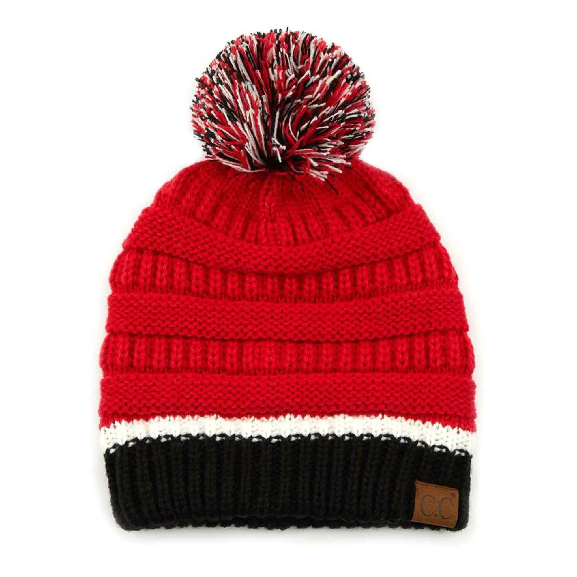 HAT1421/1429 Team Color Ribbed Pom Beanie