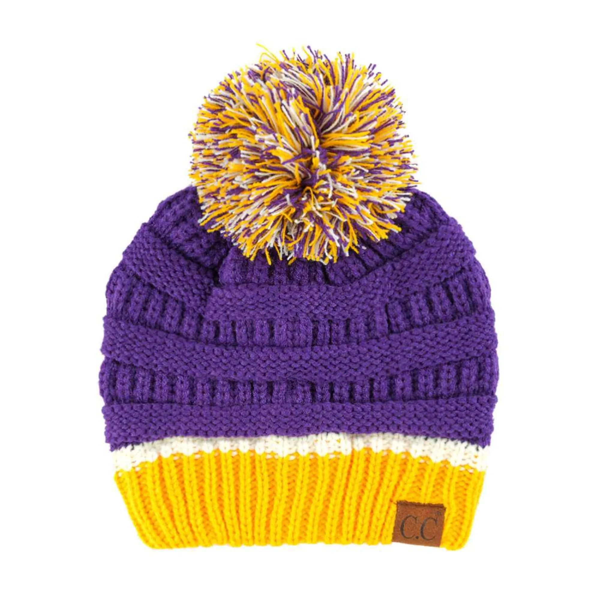 HAT1421/1429 Team Color Ribbed Pom Beanie