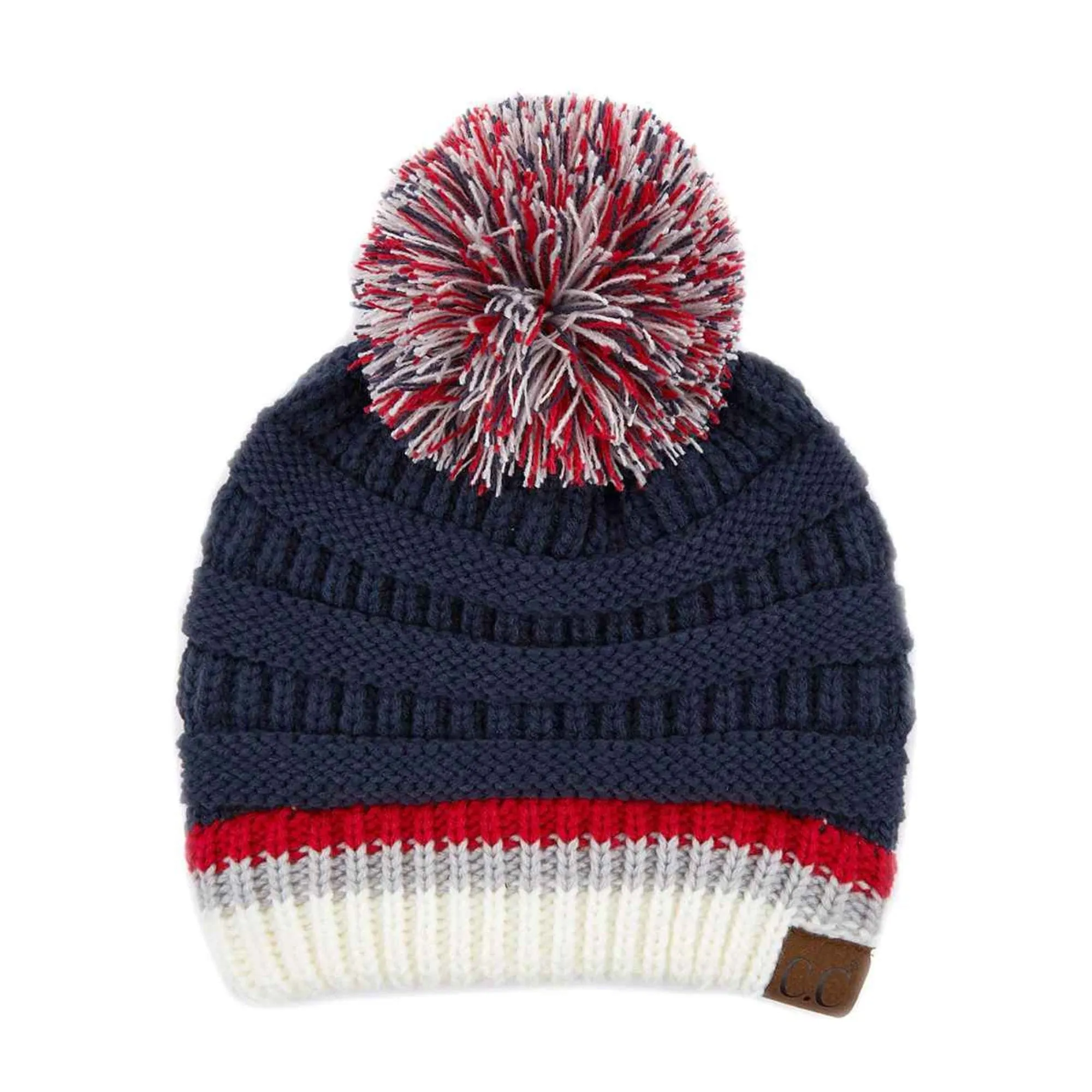HAT1421/1429 Team Color Ribbed Pom Beanie