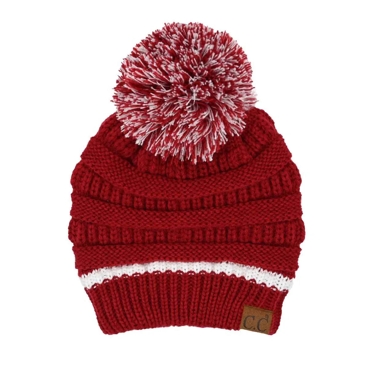 HAT1421/1429 Team Color Ribbed Pom Beanie