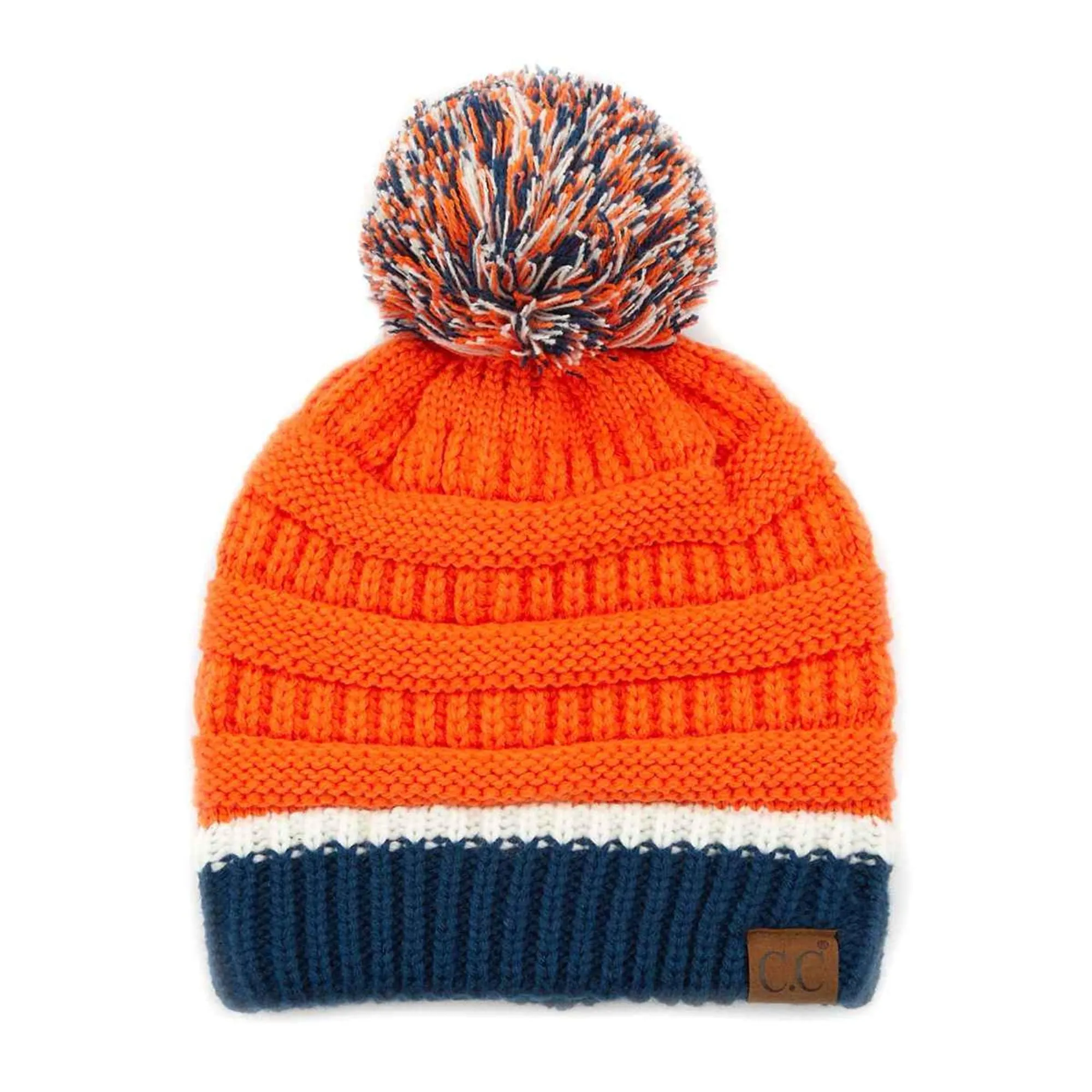 HAT1421/1429 Team Color Ribbed Pom Beanie