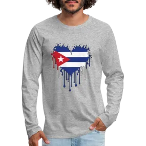 Heart of Cuba Flag Men's Premium Long Sleeve T-Shirt