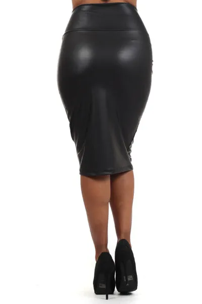 High Waist Faux Leather Skirt