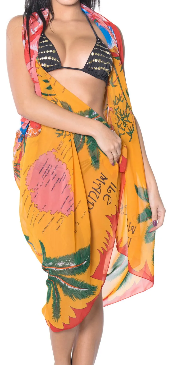 LA LEELA Women's Swimwear Pareo Sarong Bikini Coverups Wrap 69"x42" Orange_E170