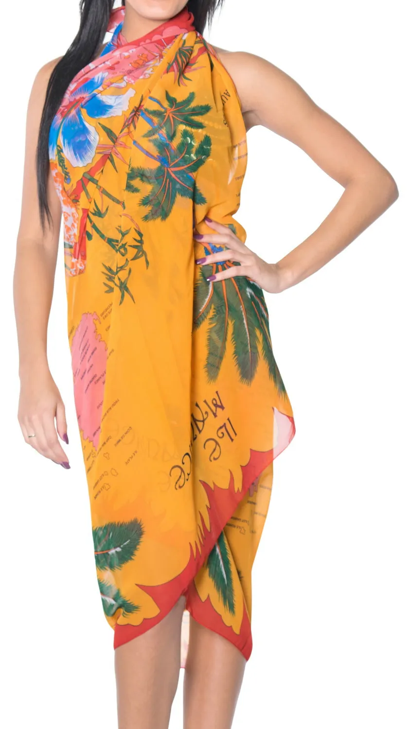 LA LEELA Women's Swimwear Pareo Sarong Bikini Coverups Wrap 69"x42" Orange_E170