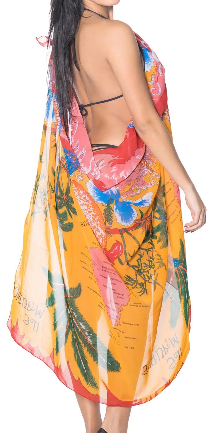 LA LEELA Women's Swimwear Pareo Sarong Bikini Coverups Wrap 69"x42" Orange_E170