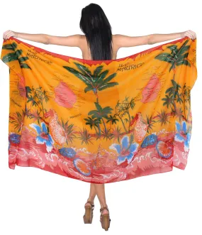 LA LEELA Women's Swimwear Pareo Sarong Bikini Coverups Wrap 69"x42" Orange_E170