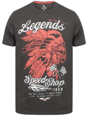 Legends Motif Cotton T-Shirt In Charcoal Marl - South Shore